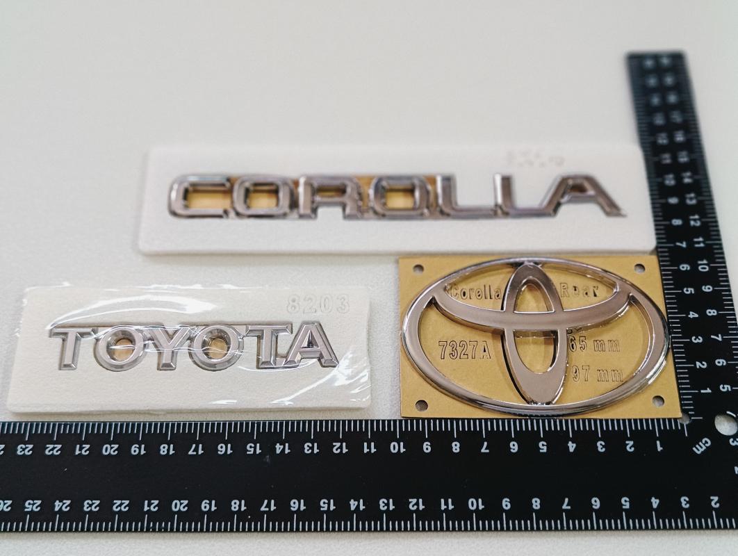 Toyota-Corolla Krom Bagaj Yazısı ve Bagaj Arması Seti Efsane Kasa 3M 3D ABS