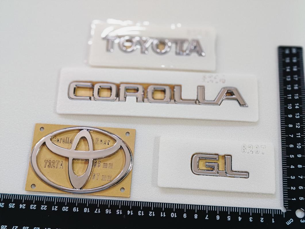 Toyota-Corolla-GL Krom Bagaj Yazısı ve Bagaj Arması Seti Efsane Kasa 3M 3D ABS