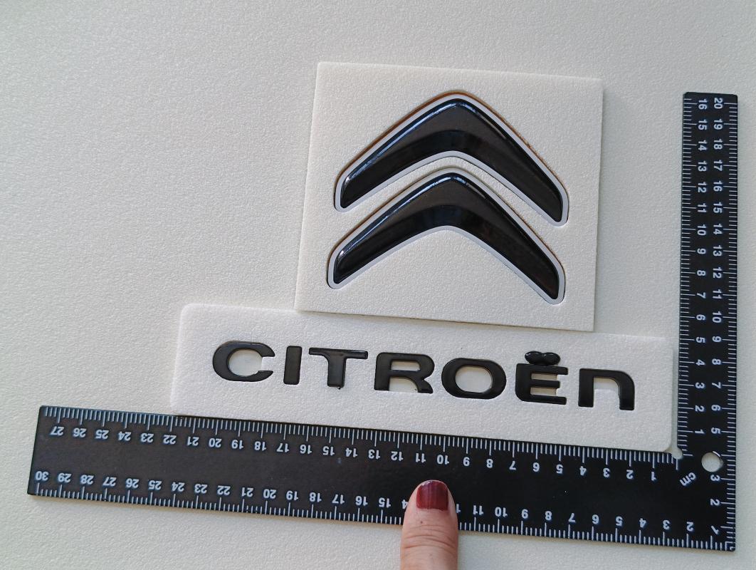 Citroen Bagaj Yazısı 185x17mm ve Çavuş Arması Piano Black Bagaj Yazı Seti 2’li 3M 3D ABS