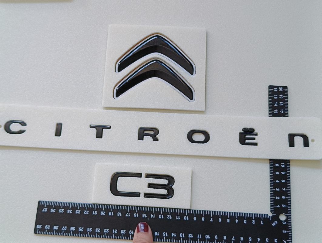 Citroen Yeni Nesil Boşluklu-C3 Yeni Nesil Bagaj Yazısı ve Bagaj Arması Seti 3’lü 3M 3D ABS