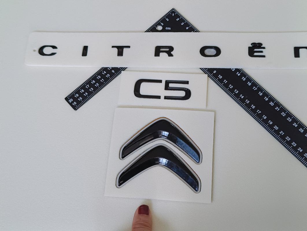 Citroen Boşluklu-c5 Piano Black Bagaj Yazısı ve Çavuş Arması Seti 3’lü 3M 3D ABS