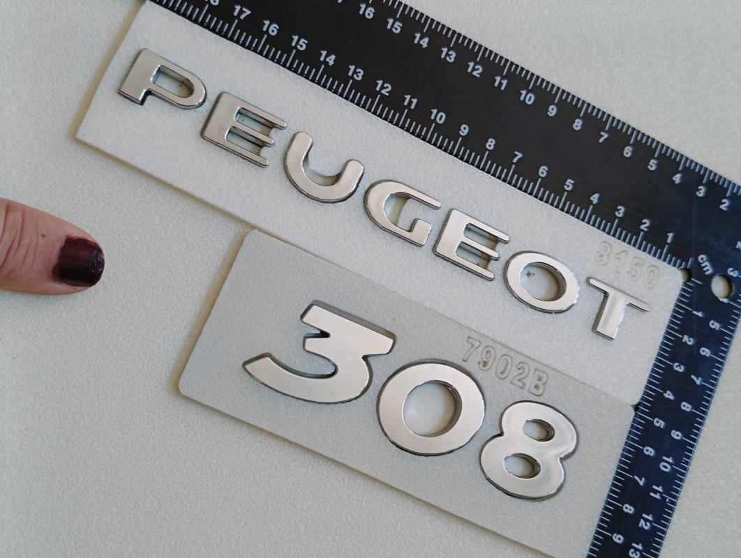 Peugeot ve 308 Krom Bagaj Yazısı Seti 2’li 3M 3D ABS
