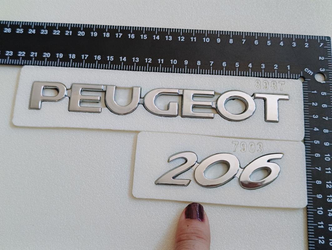 Peugeot ve 206 Krom Bagaj Yazısı Seti 2’li 3M 3D ABS