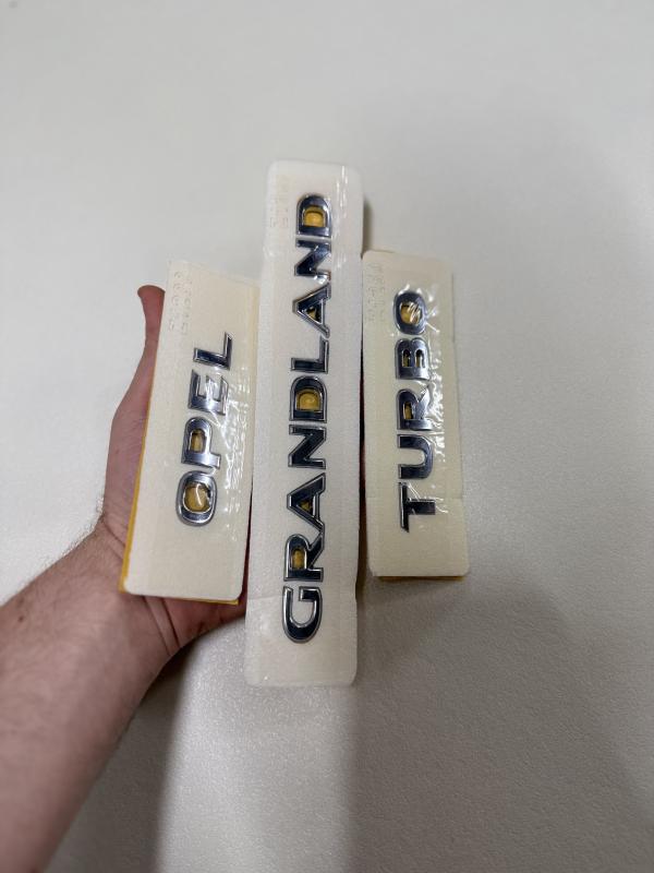 Opel-Grandland ve Turbo Krom Bagaj Yazısı Seti 3’lü Paket Logo Arma 3M 3D ABS