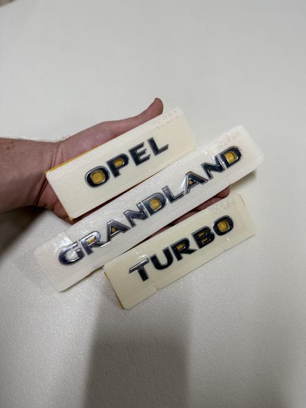 Opel-Grandland ve Turbo Krom Bagaj Yazısı Seti 3’lü Paket Logo Arma 3M 3D ABS