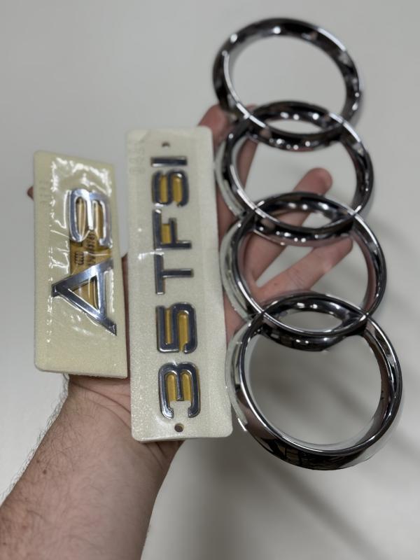 A3-35 TFSI Krom Bagaj Yazısı ve Audi Krom Panjur Arması Seti 3’lü 3M 3D ABS