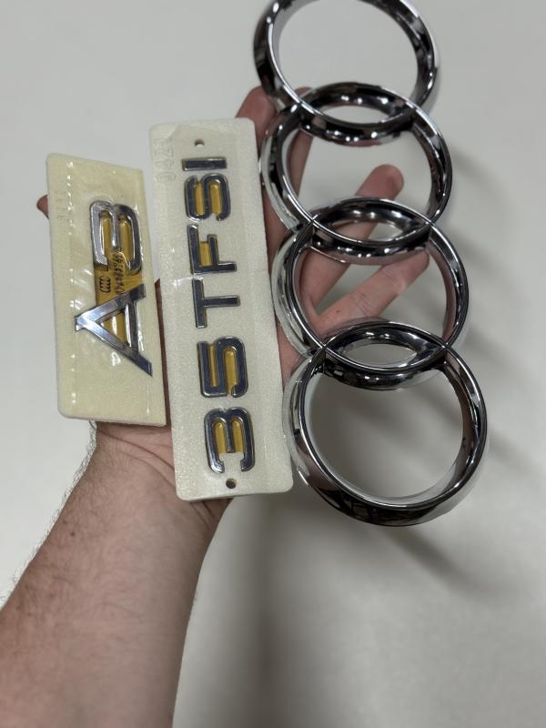 A3-35 TFSI Krom Bagaj Yazısı ve Audi Krom Panjur Arması Seti 3’lü 3M 3D ABS