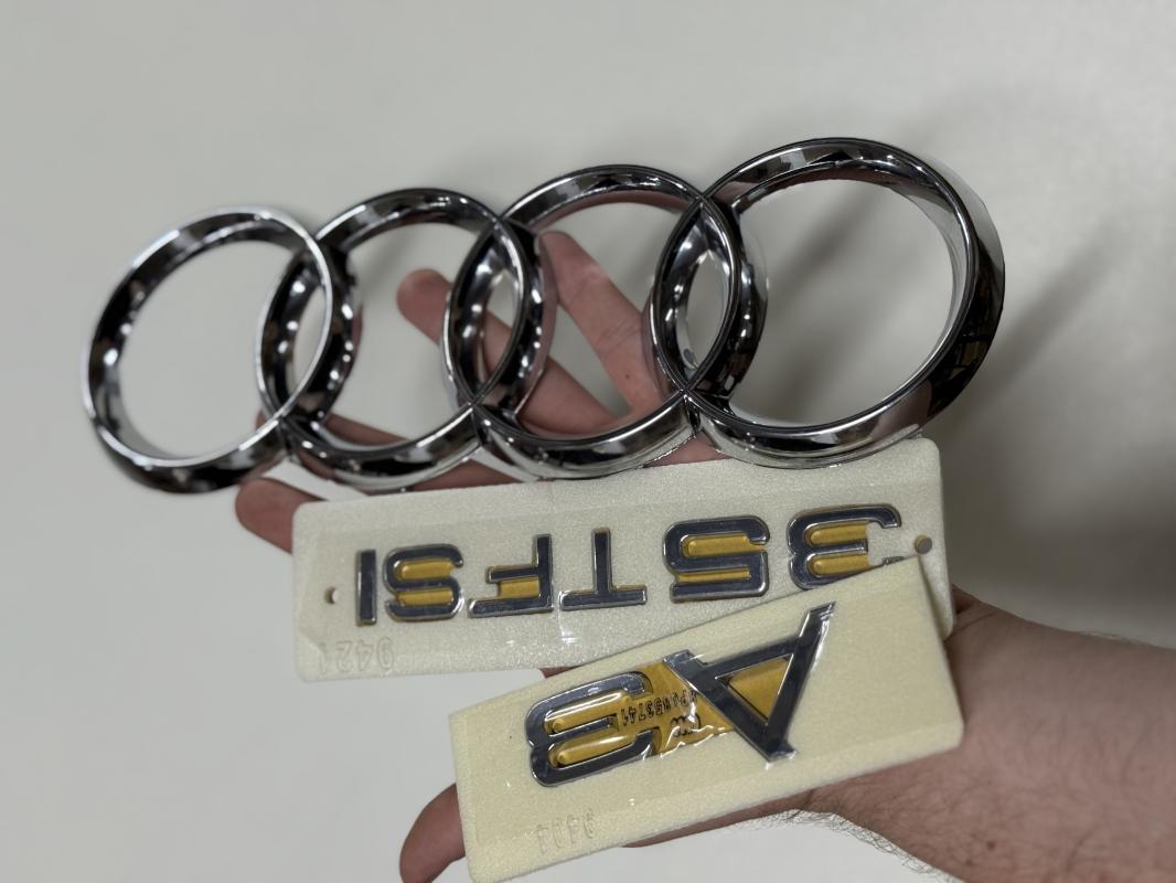 A3-35 TFSI Krom Bagaj Yazısı ve Audi Krom Panjur Arması Seti 3’lü 3M 3D ABS