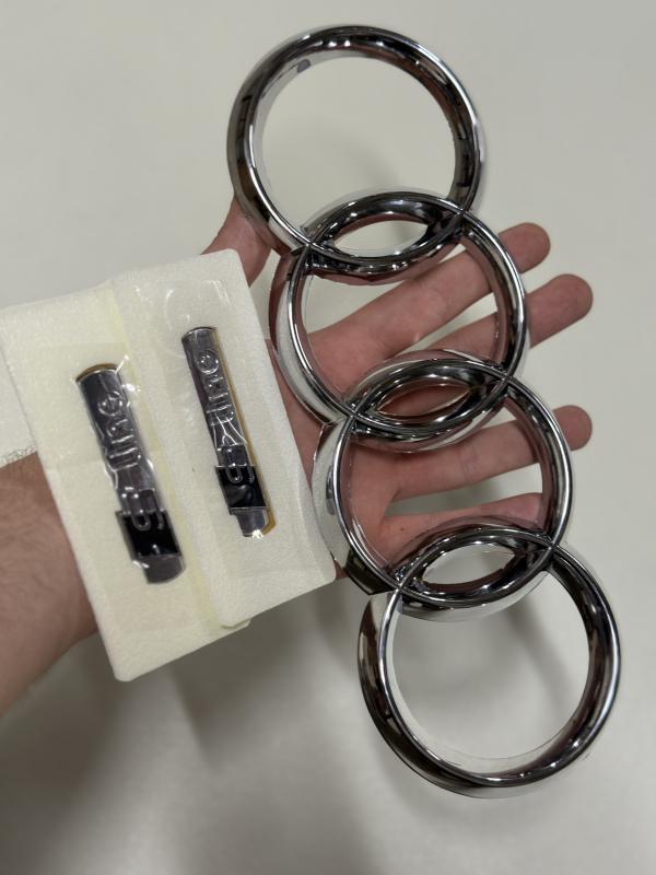 S Line Çamurluk Arması Seti Krom-Piano Black ve Audi Krom Panjur Arması 3’lü 3M 3D ABS