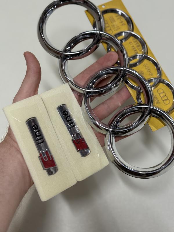 S Line Çamurluk Arması Seti Krom-Kırmızı ve Krom Bagaj ve Panjur Arması Seti  4’lü 3M 3D ABS