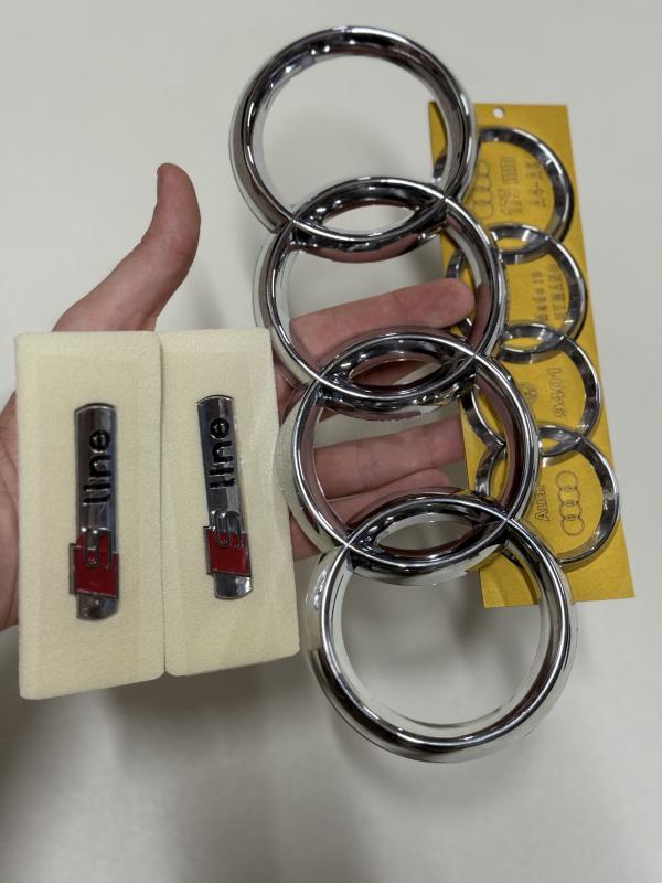 S Line Çamurluk Arması Seti Krom-Kırmızı ve Krom Bagaj ve Panjur Arması Seti  4’lü 3M 3D ABS