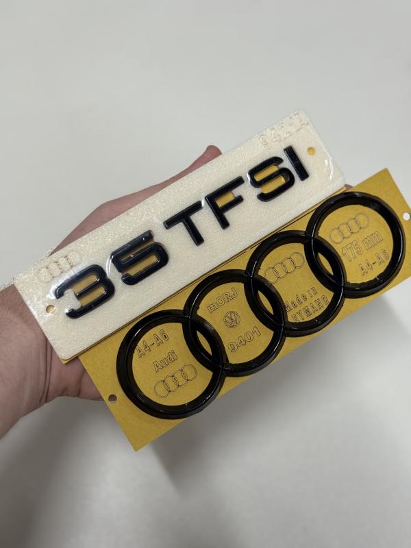 35 TFSI Piano Black Bagaj Yazısı ve Audi Piano Black Bagaj Arması 3M 3D ABS