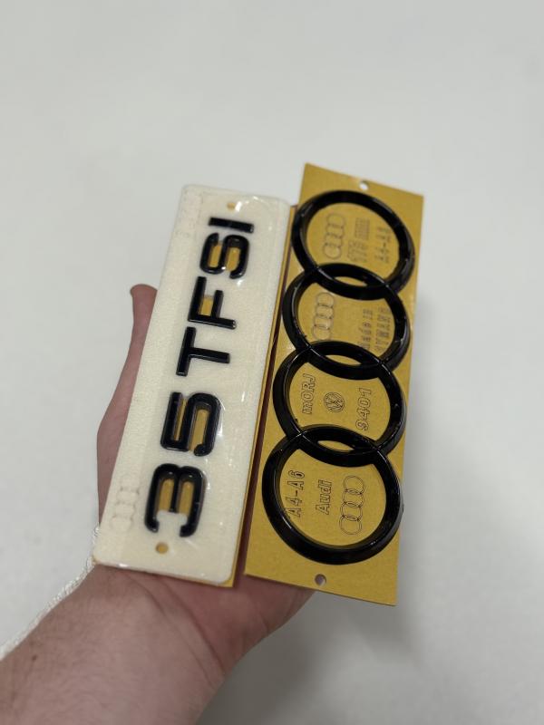 35 TFSI Piano Black Bagaj Yazısı ve Audi Piano Black Bagaj Arması 3M 3D ABS