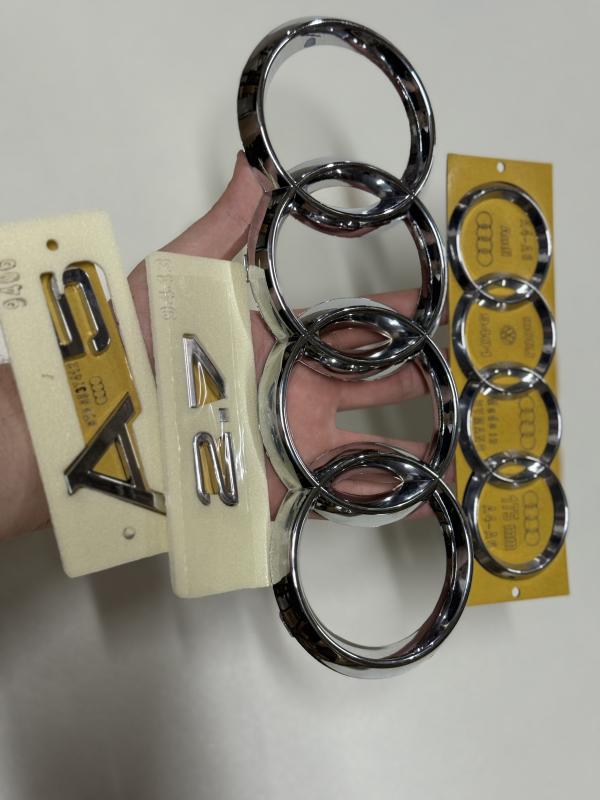 A5 ve 2.7 Krom Bagaj Yazısı ve Panjur ve Bagaj Arması Seti 4’lü Paket Logosu Arması 3M 3D ABS