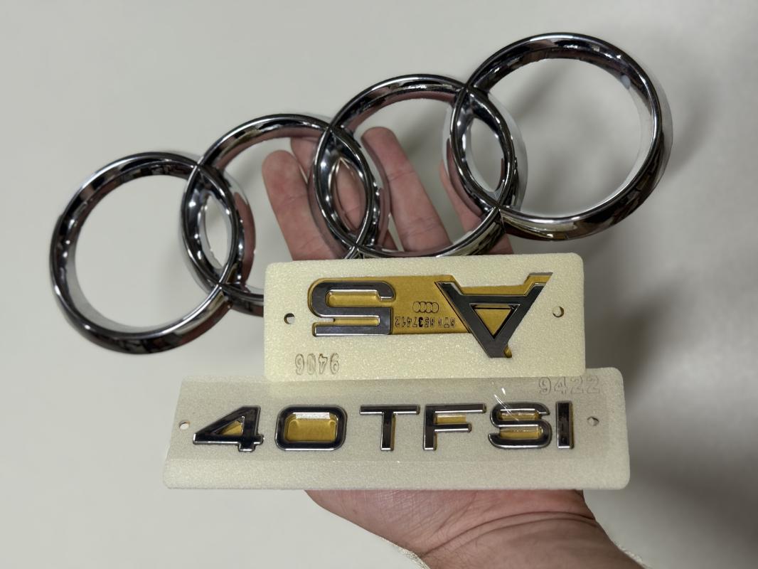 A5-40 TFSI Krom Bagaj Yazısı ve Audi Krom Panjur Arması Seti 3’lü Paket 3M 3D ABS