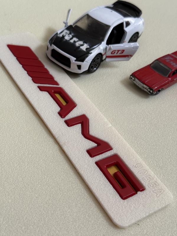 AMG Kırmızı Bagaj Yazısı Düz Tip 3M 3D ABS