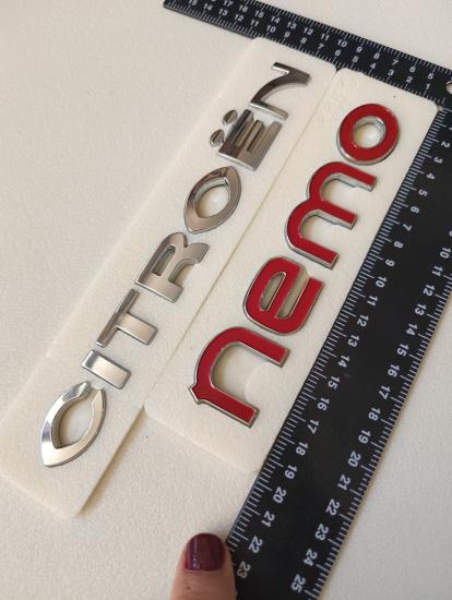 Nemo Kırmızı ve Citroen Krom Bagaj Yazısı Seti 2’li 3M 3D ABS