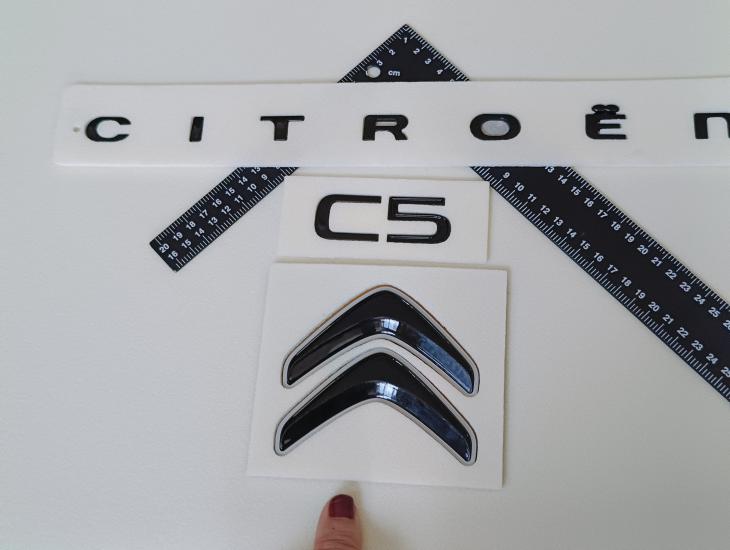Citroen Boşluklu-c5 Piano Black Bagaj Yazısı ve Çavuş Arması Seti 3’lü 3M 3D ABS