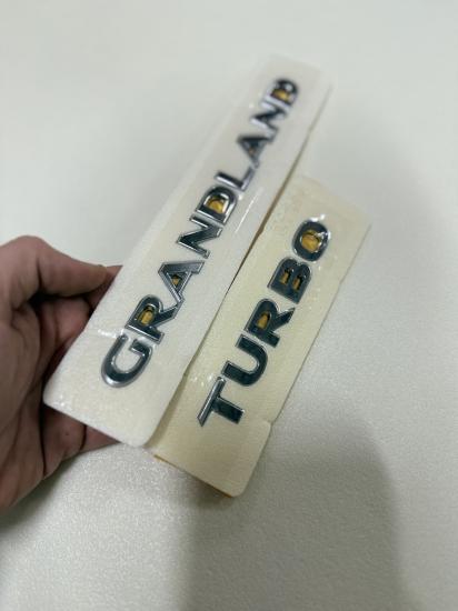 Grandland ve Turbo Krom Bagaj Yazısı Seti 2’li Paket Logo Arma 3M 3D ABS