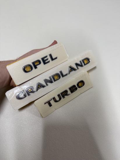 Opel-Grandland ve Turbo Krom Bagaj Yazısı Seti 3’lü Paket Logo Arma 3M 3D ABS